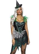 Forest witch, costume dress, lacing, glitter, tatters